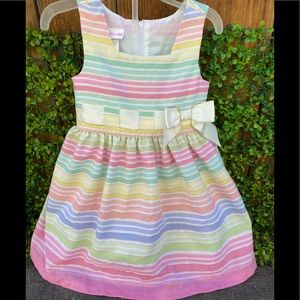 Bonnie Jean striped pastel dress 4/4t spring dress . Perfect for Easter .